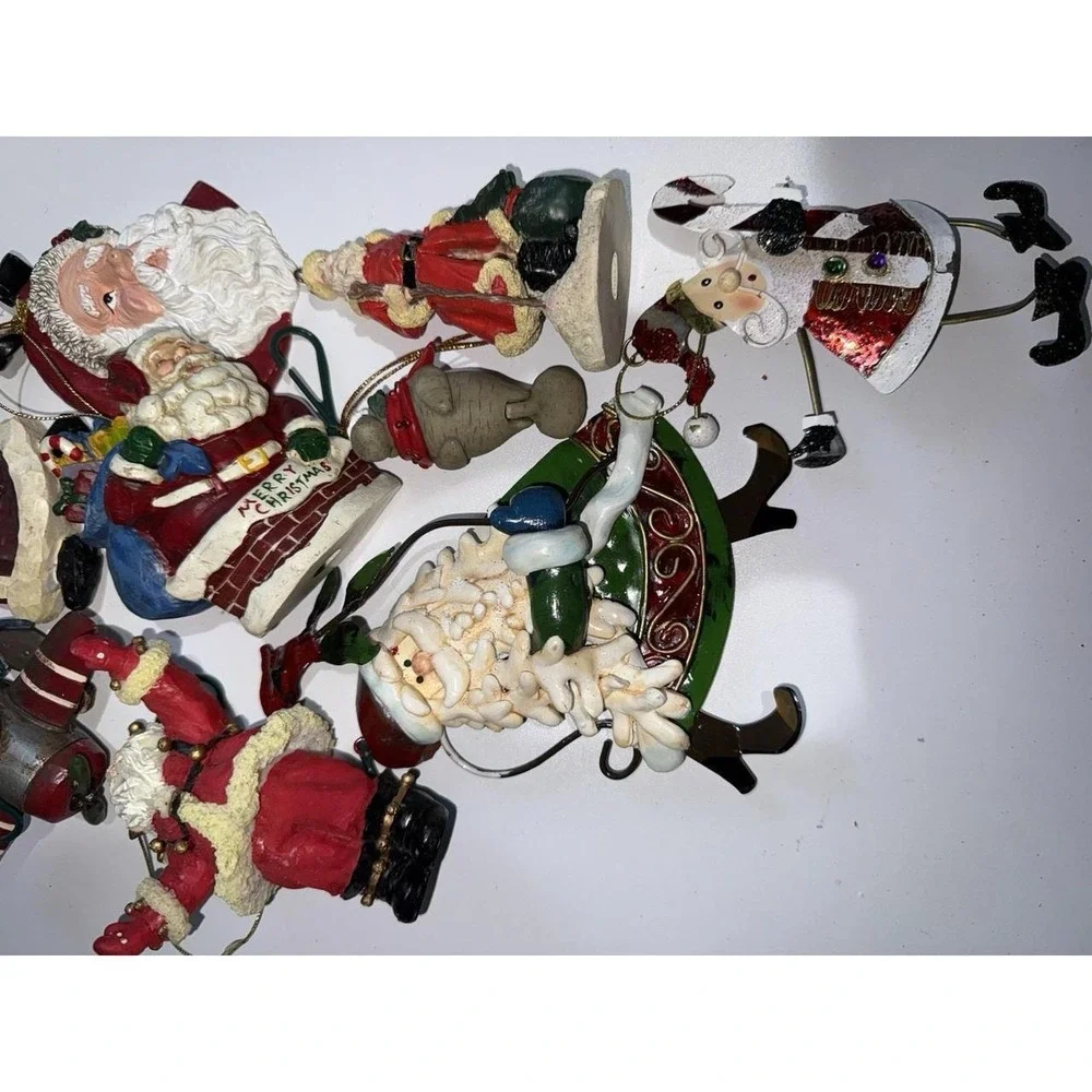 Lot of 13 Christmas Tree Ornaments Small & Large Santa Claus VTG B